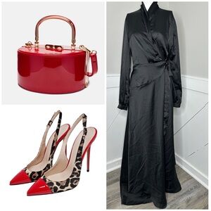 BLACK WRAP MAXI DRESS-PRELOVED-SIZE 14